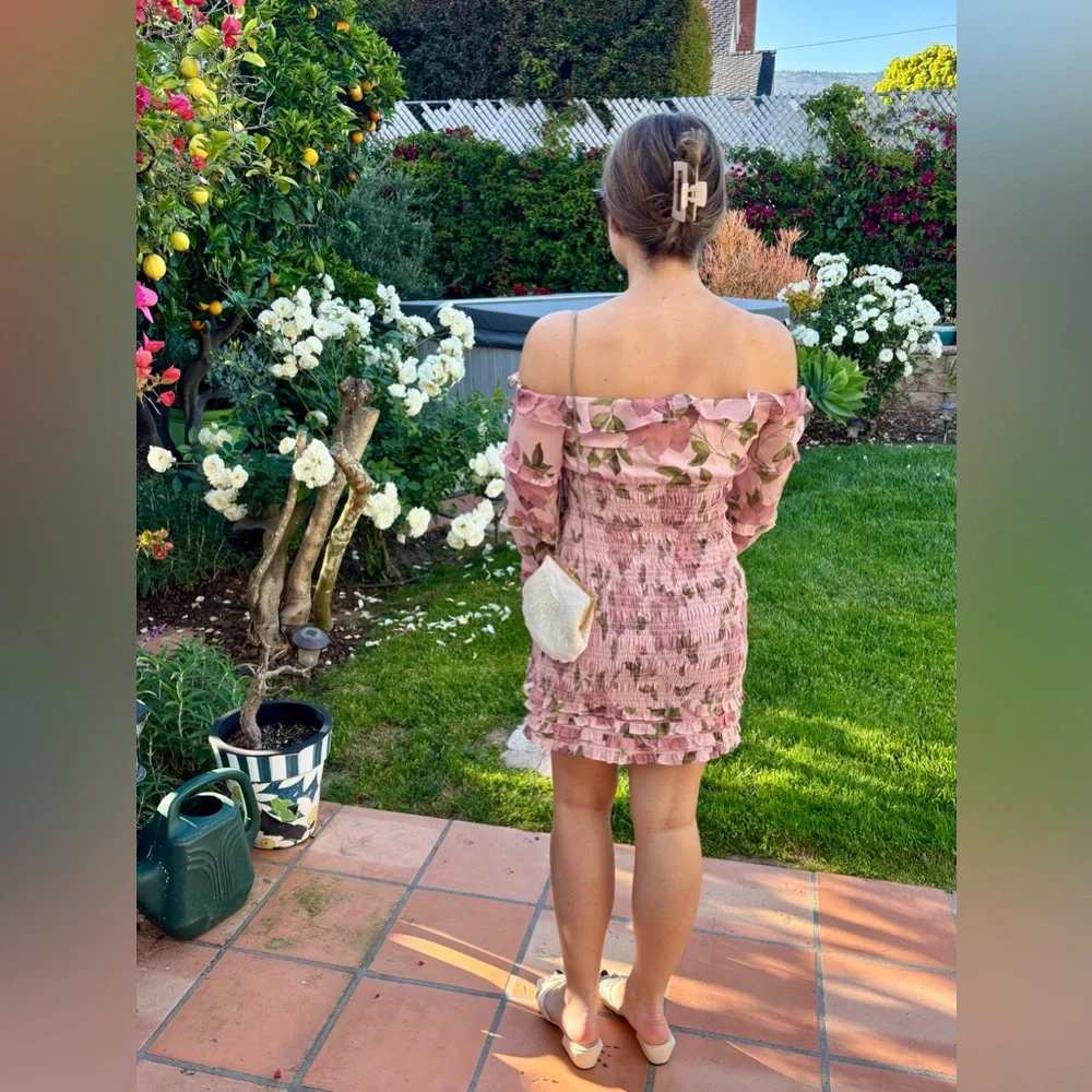 INTERMIX Smocked Floral Mini Dress | 99% OFF Retail - Picture 3 of 10